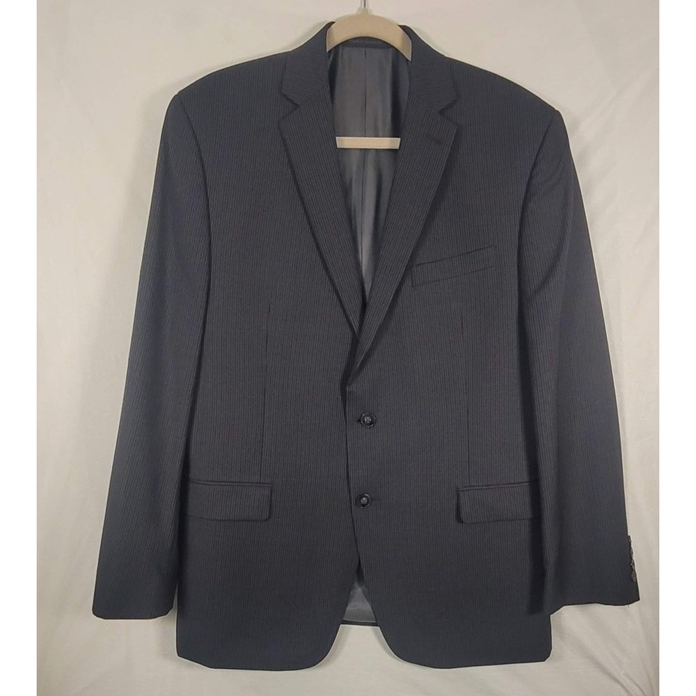Calvin Klein Lord & Taylor Wool Blazer Mens 41R Gray Pinstripe Suit Jacket‎